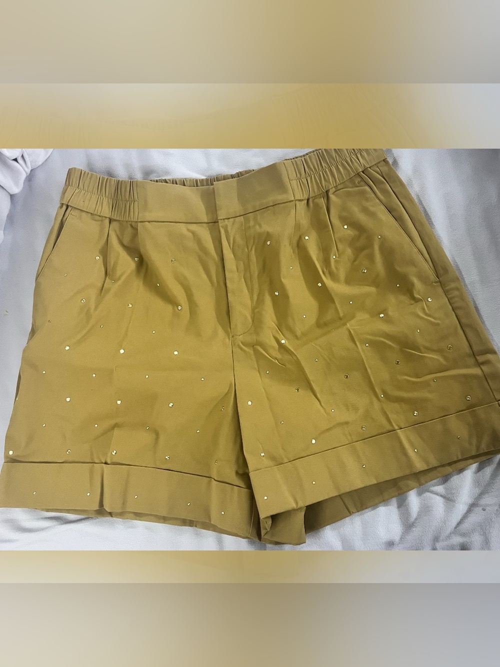 Mustard yellow studded shorts